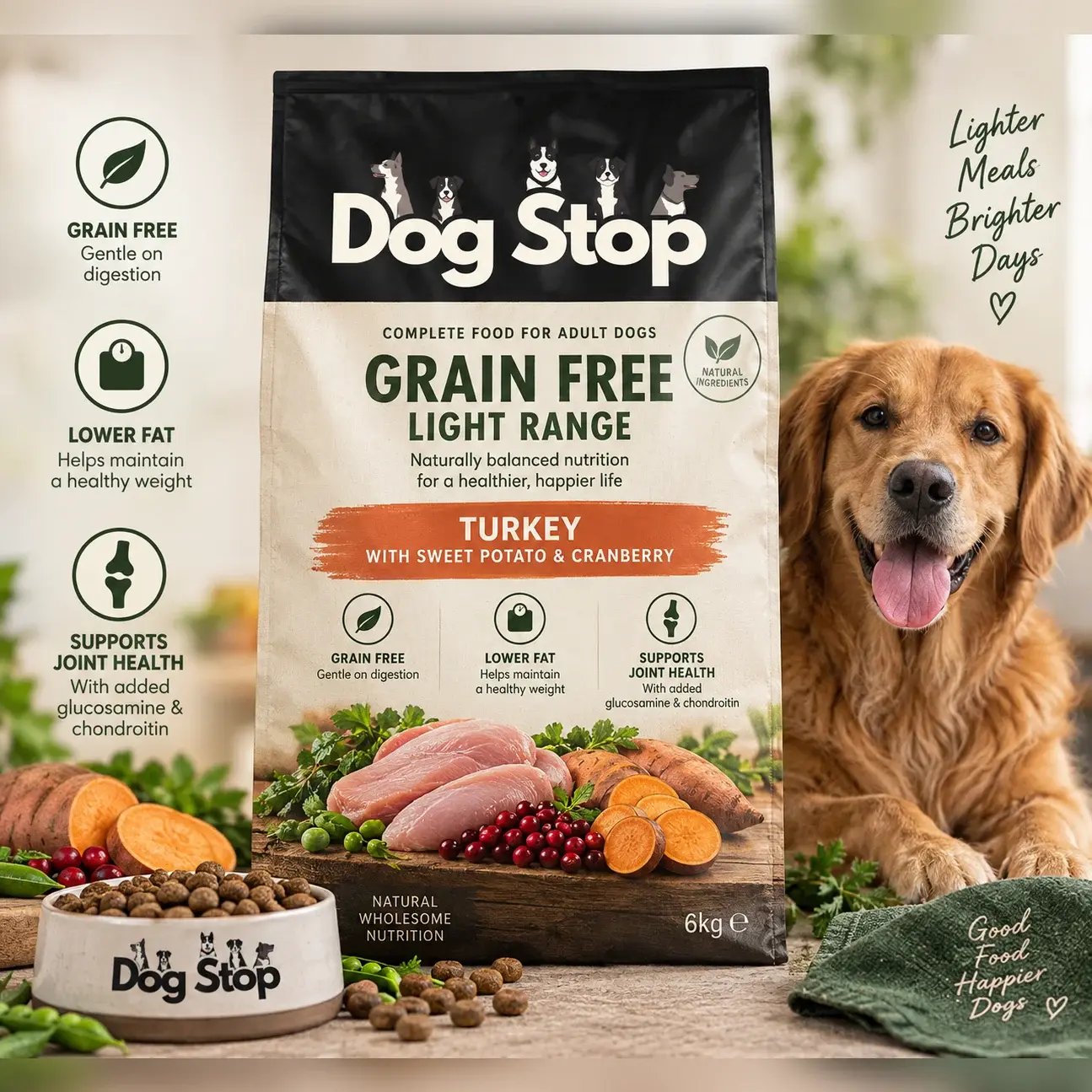 Grain Free Light Range Food, natural dog treats from Dog Stop