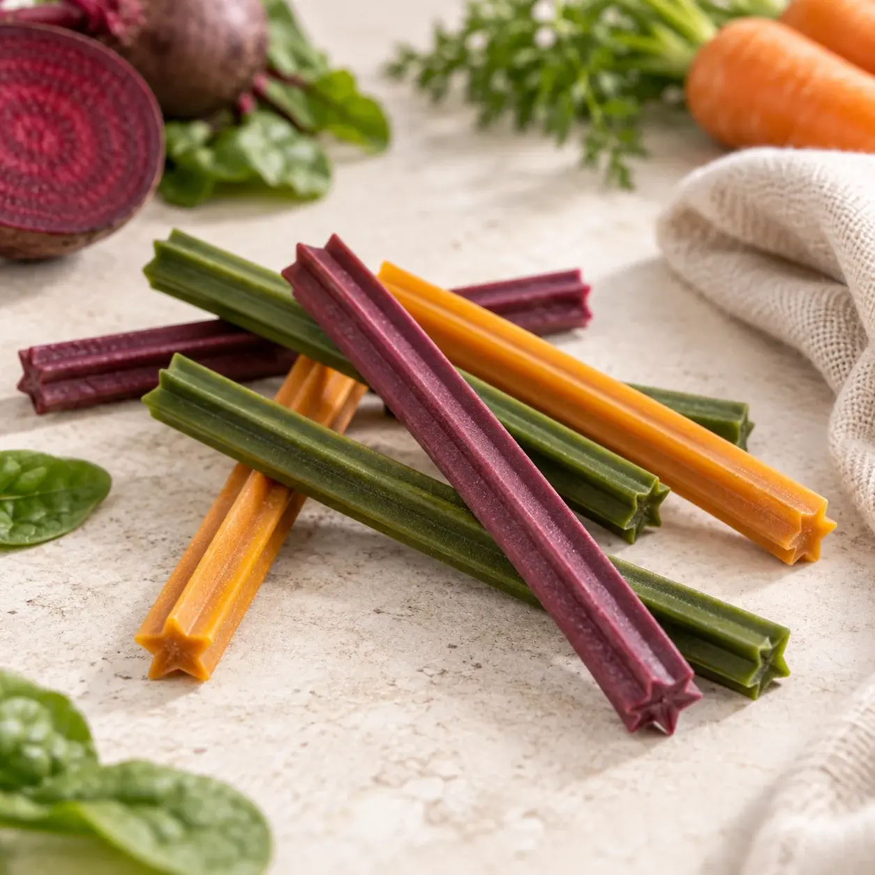 Fruit & Veg Star Sticks, natural dog treats from Dog Stop